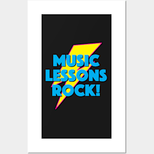 MUSIC LESSONS ROCK! LIGHTNING LOGO SLOGAN FOR TEACHERS, LECTURERS ETC. Posters and Art